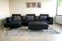 2pcs Modern Contemporary Black Leather Sectional Sofa & Ottoman