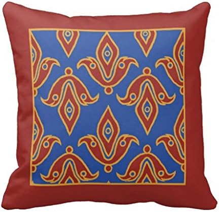 Pillow Case Maroon Blue Gold Fleur De Lys Pattern Throw Pillow Case