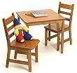 Child's Square Pecan Table Set with 2 Chairs