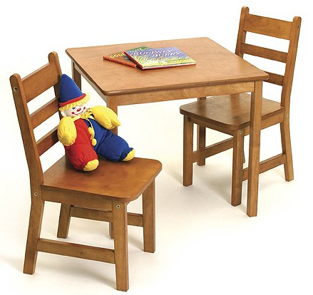 Child’s Square Pecan Table Set with 2 Chairs
