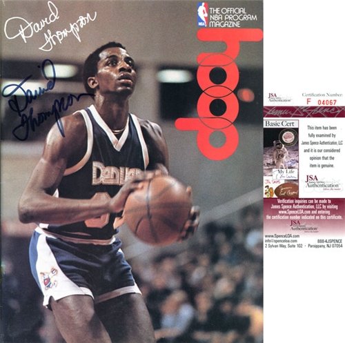 David Thompson Autographed/Hand Signed Hoop Magazine (James Spence)
