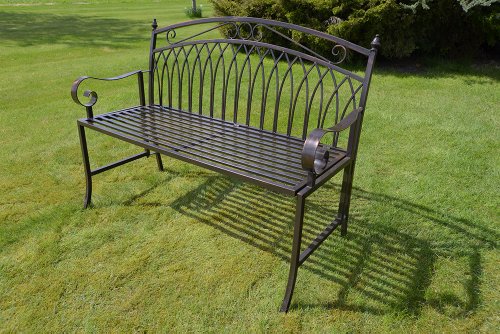 Olive Grove - Banc de jardin pliant métallique style Versailles avec finition bronze antique
