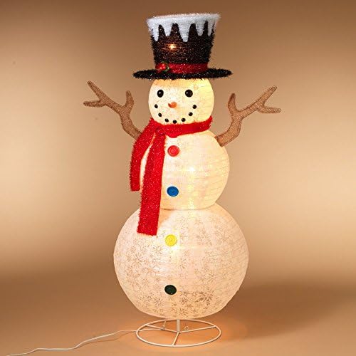 Gerson Lighted Glittering Outdoor Snowman with Hat