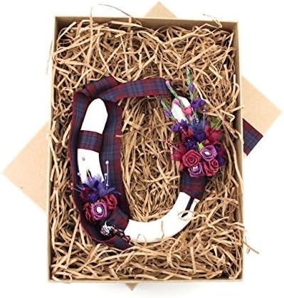 Stunning Handcrafted Lucky Wedding Horseshoe Gift in Burgundy Pride of Scotland Tartan