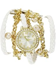 Geneva Multi-strand Crystal Bling Wrap-around Watch-White-Gold