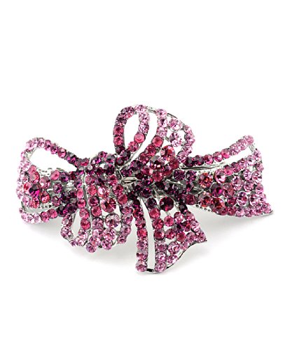 Women's Rhinestone Metal Hair Barrette Clip Hair Pin Antique Silver IMB2125