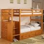 Honey Twin Twin Staircase Ranch Bunk w/ 3 Drawers: Desk Hutch & Chair, TV Stand
