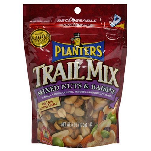 Planters Trail Mix, Mixed Nut and Raisin, 6-Ounce Bags (Pack of 12) by Planters