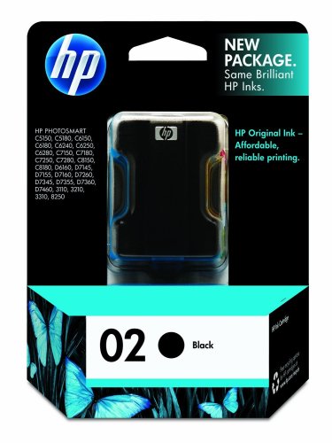 Original HP 02 Black Ink Cartridge in Retail Packaging