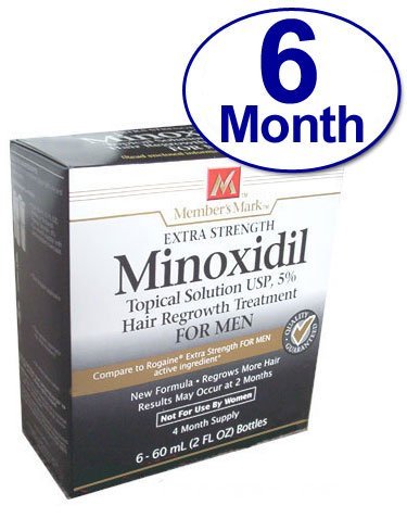 Minoxidil 6 Month Supply 5% Extra Strength for Men Member's Mark Brand - Compare to Rogaine