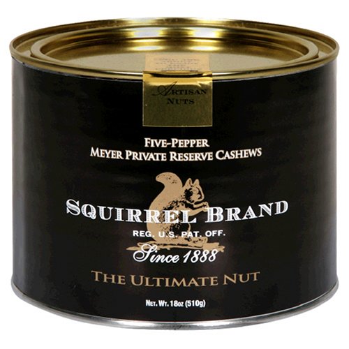 Squirrel Brand Nuts, Five-Pepper Meyer Private Reserve Cashews, 18-Ounce Can by Squirrel Brand