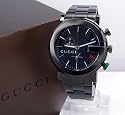 Gucci 101 G Round Chrono Black PVD Men's YA101331