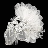Pia's Rhinestone & Feather Fancy Hair Comb - Final Sale
