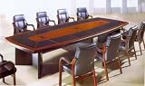11 Piece Inlay Wood Conference Table and Chair Set