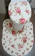 Shabby Chic "Merry Rose" Quilted Bathroom 3pc Mat Set-c