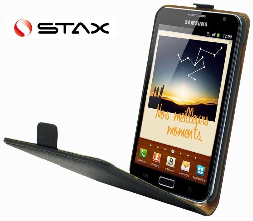 Housse Etui en cuir noir Pour Samsung Galaxy Note N7000