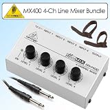 Behringer MX400 Ultra Low-Noise 4-Channel Line Mixer Bundle With Accessories