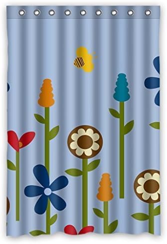 have hope DIY shower curtain Waterproof bathroom48inch x 72inch Bees and Flowers Cartoon Design Fresh Style