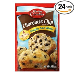 Betty Crocker Muffin Mix, Chocolate Chip, 6.5-Ounce Pouches (Pack of 24)
