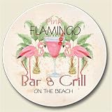Pink Flamingo Bar & Grill Stone Auto Car Coaster (1)