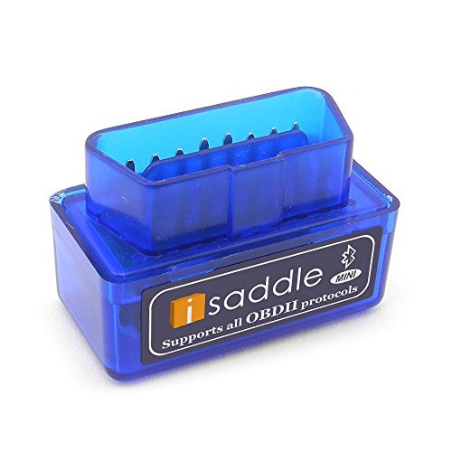 iSaddle Super Mini Bluetooth OBD2 OBDII Scan Tool Check Engine Light & CAN-BUS Auto Diagnostic Tool for Windows & Android Torque (Blue Color, Super Mini)