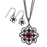 Regal Red Florals Necklace Earrings Box Set