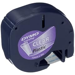 Sanford S0721550 LetraTag Schriftband, Kunststoff, laminiert, 4 m x 12 mm, schwarz/transparent