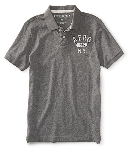 Aeropostale Men's Aero 1987 Ny Logo Jersey Polo Shirt