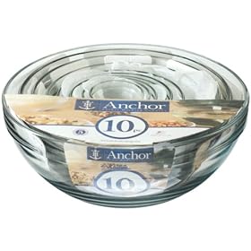 Anchor Hocking 10 piece Mixing Bowl Value Set $11.99