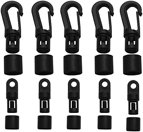 10 Pcs Bungee/ Shock Cord Hook Terminal End Tabbed S Hooks for 1/4" Bungee to Use on Kayaks