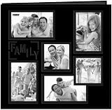 Pioneer 12-Inch by 12-Inch Collage Frame Embossed "Family" Sewn Leatherette Cover Memory Book, Black