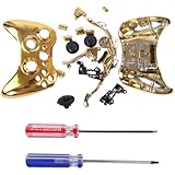HDE Xbox 360 Wireless Controller Shell Buttons Thumbsticks Torx Screwdriver Replacement Case Cover and Tool Kit - Chrome Gold