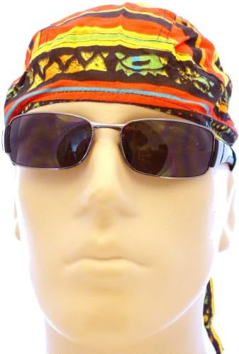 Fun Colorful African Kwanzaa Bikers Funky Skull Cap Doo Rag Wrap Black Red