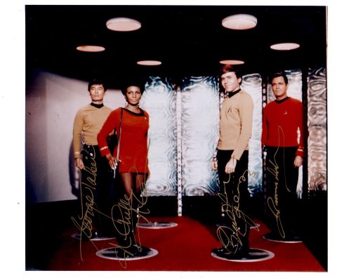James Doohan, Walter Koenig, Nichelle Nichols & George Takei autographed 8x10 Star Trek photo