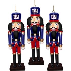 New York Giants 3 Nutcrackers Christmas Ornaments