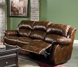 MORELL SOFA LOVESEAT SET LEATHER BROWN MOTION RELINER PLUSH