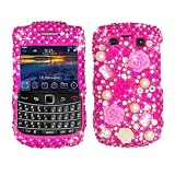 Blackberry Bold 9700 Pink Rose Hard Diamond Bling Case