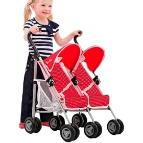 Silver Cross Pop Duo. Twin Dolls Buggy. (Poppy Domino Fabric)