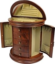 Queen Anne Style Jewelry Box (Walnut / Tan) (13