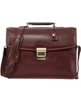 Banuce Men's Full Grains Leather Front Lock Professional Briefcase