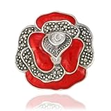 Sterling Silver Marcasite and Multi-Color Enamel Rose Pin