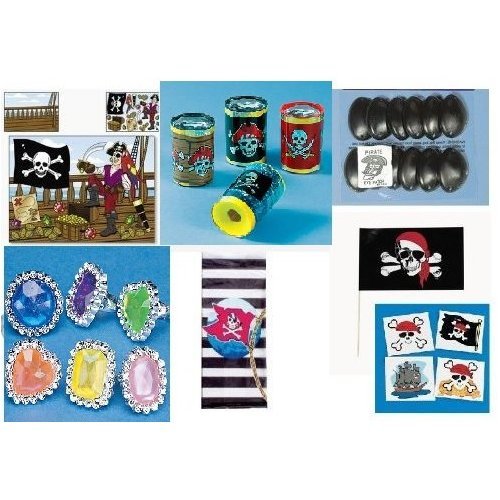 120-Pc-PIRATE-PARTY-FAVORS-SetTATTOOSStickersFLAGSEYE-PATCHESEtc-KIT