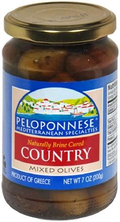 Peloponnese Country Olive Mix, 7-Ounce (Net Weight) Glass Jars (Pack of 6)