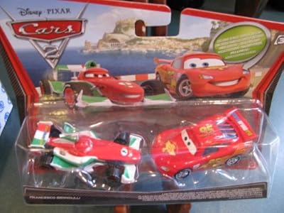Disney / Pixar CARS 2 Movie 1:55 Scale 2 Pack Francesco Bernoulli Lightning Mcqueen With Party Wheels International Language Edition Mattel