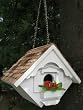 8" Fully Functional White Cottage Outdoor Garden Birdhouse