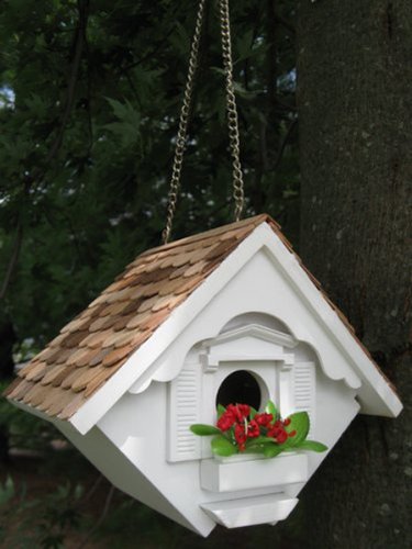 8 Fully Functional White Garden Birdhouse
