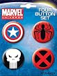 Captain America Punisher Spider-Man 4 Piece Button Set