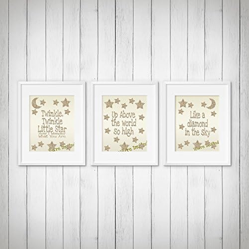 Twinkle Twinkle Little Star Print, Twinkle Twinkle Little Star Nursery Decorations, Twinkle Twinkle Little Star Nursery Decor, 8 x 10 Print Set (Multiple Color Options).