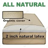 All Natural Non Blended Latex Organic Covered Mattress Topper Pad 2" inch thick. Delux Version. Special promotional offer