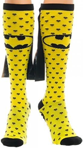 Batman Hearts Yellow/black Knee High Cape Sock Authentic Brand New Release